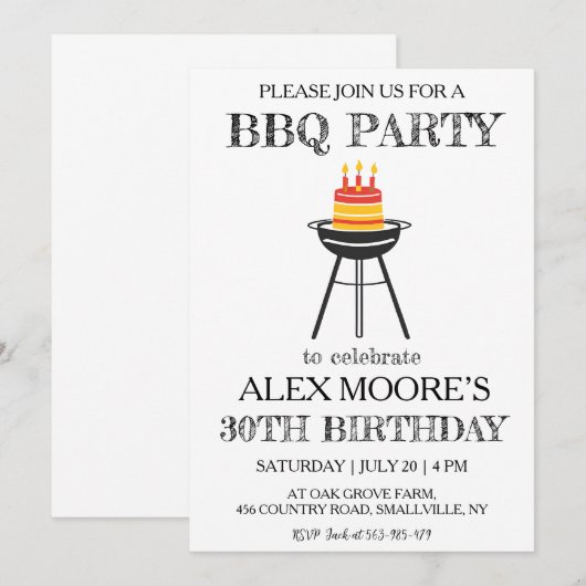 30e verjaardag BBQ uitnodigingen (Voorkant / Achterkant)