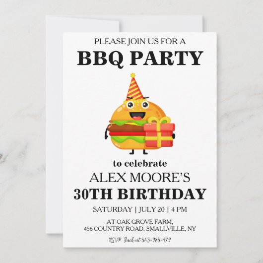 30e verjaardag BBQ uitnodigingen (Voorkant)