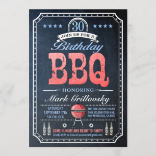 30e verjaardag BBQ Uitnodigingen schoolbord