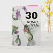 30e verjaardag Beste wensen Kolibrie Bloem Kaart (Gele Bloem)