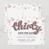 30e verjaardag Bewaar de datum Roos goudballonnen Aankondigingskaart (Voorkant / Achterkant)