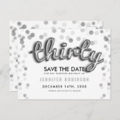 30e verjaardag Bewaar de datum zilveren ballonnen Aankondigingskaart (Voorkant / Achterkant)