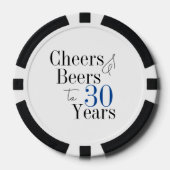 30e verjaardag bieren en juichen blauw poker chips (Voorkant)