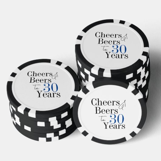 30e verjaardag bieren en juichen blauw poker chips (Opstapeling)