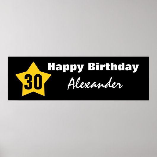 30e verjaardag Big Star Banner Aangepaste naam V01 Poster (Voorkant)