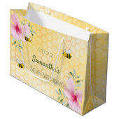 30e verjaardag bijen gele honingraat roze bloemen groot cadeauzakje (Voorkant Gekanteld)