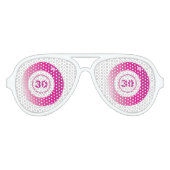30e verjaardag Bingo Ballen Roze Wit Aviator Zonnebril (Voorkant)