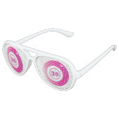 30e verjaardag Bingo Ballen Roze Wit Aviator Zonnebril (Gekanteld)