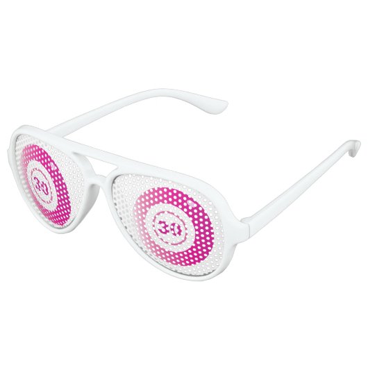 30e verjaardag Bingo Ballen Roze Wit Aviator Zonnebril (Gekanteld)