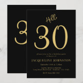 30e verjaardag Black and Gold Kaart (Voorkant / Achterkant)