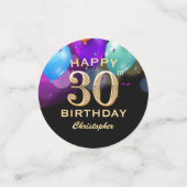 30e verjaardag Black en Gold Confetti (Kleine voorkant)