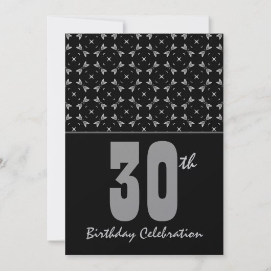 30e verjaardag Black en Silver Geometric Kaart (Voorkant)