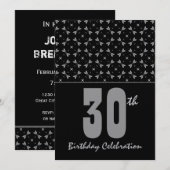 30e verjaardag Black en Silver Geometric Kaart (Voorkant / Achterkant)