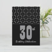 30e verjaardag Black en Silver Geometric Kaart (Staand voorkant)