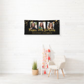 30e Verjaardag Black Gold Stars Foto gepersonalise Spandoek (Insitu)