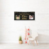 30e Verjaardag Black Gold String Lights Foto's Spandoek (Insitu)