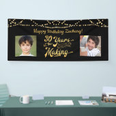 30e Verjaardag Black Gold String Lights Foto's Spandoek (Beurs)