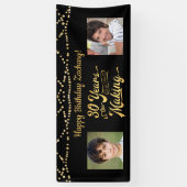 30e Verjaardag Black Gold String Lights Foto's Spandoek (Verticaal)