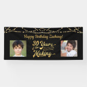 30e Verjaardag Black Gold String Lights Foto's Spandoek (Horizontaal)