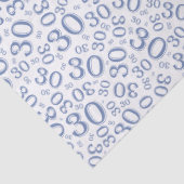 30e verjaardag Blauw Collage Number Patroon Tissuepapier (Detail)