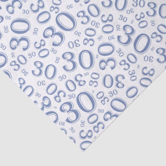 30e verjaardag Blauw Collage Number Patroon Tissuepapier (Detail)