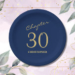 30e verjaardag Blauw Goud Hoofdstuk 30 Papieren Bordje<br><div class="desc">Maak de 30e verjaardagsviering van uw geliefde elegant en onvergetelijk met onze prachtige Blue Gold papieren borden van Zazzle. Ontdek hoe deze aanpasbare papieren borden uw evenement en creëer onvergetelijke momenten kunnen verheffen in ons exclusieve artikel.</div>