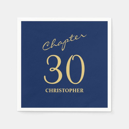 30e verjaardag Blauw Goud Hoofdstuk 30 Servet (Voorkant)