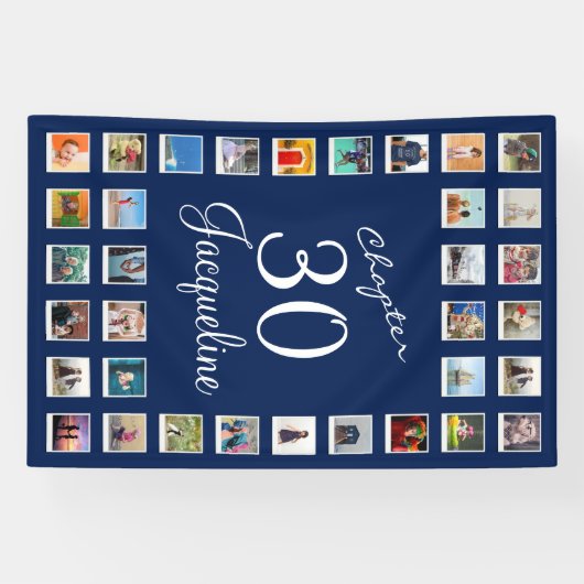 30e verjaardag blauwe banner (Horizontaal)