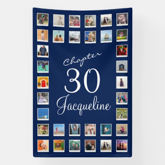 30e verjaardag blauwe banner (Verticaal)