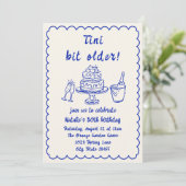 30e verjaardag blauwe met de hand getekende champa kaart (Staand voorkant)