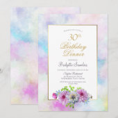30e verjaardag Blauwe roze Floral deegment Kaart (Voorkant / Achterkant)