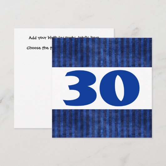 30e verjaardag Blauwe Stripes Modern W867 Kaart (Voorkant / Achterkant)