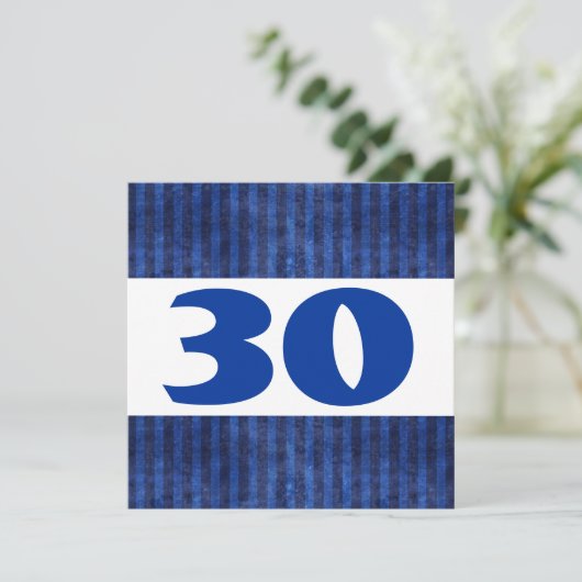 30e verjaardag Blauwe Stripes Modern W867 Kaart (Staand voorkant)