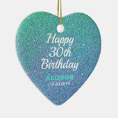 30e verjaardag Blauwgroen blauwe glitter gepersona Keramisch Ornament (Rechts)