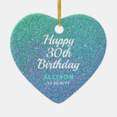 30e verjaardag Blauwgroen blauwe glitter gepersona Keramisch Ornament (Voorkant)