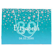 30e verjaardag blauwgroen blauwe groene glitter na groot cadeauzakje (Achterkant)