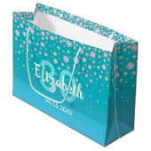 30e verjaardag blauwgroen blauwe groene glitter na groot cadeauzakje (Voorkant Gekanteld)