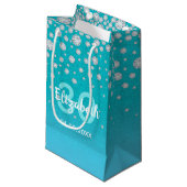 30e verjaardag blauwgroen blauwe groene glitterdia klein cadeauzakje (Voorkant Gekanteld)