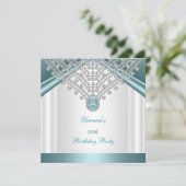 30e verjaardag Blauwgroen blauwe witte diamanten Kaart (Staand voorkant)