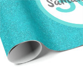 30e verjaardag blauwgroen groene glitterdiamanten cadeaupapier (Rol Hoek)