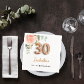 30e verjaardag bloem roos goud eucalyptusmonogram servet