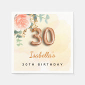 30e verjaardag bloem roos goud eucalyptusmonogram servet (Voorkant)