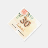 30e verjaardag bloem roos goud eucalyptusmonogram servet (Hoek)