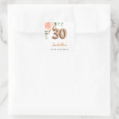 30e verjaardag bloem roos goud eucalyptusmonogram vierkante sticker (Tas)