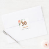 30e verjaardag bloem roos goud eucalyptusmonogram vierkante sticker (Envelop)