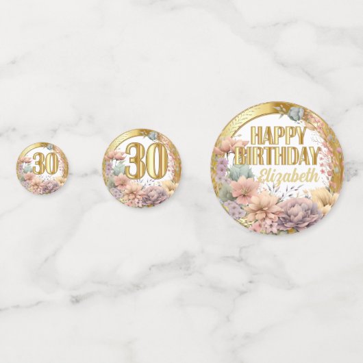 30e verjaardag - Bloemen en Goud Confetti (Voorkanten)