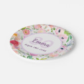 30e verjaardag bloemen roze witte naam papieren bordje (Gekanteld)