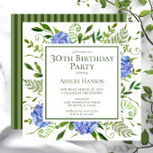 30e verjaardag Blue Hydrangeas Kaart