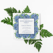 30e verjaardag Blue Hydrangeas Waterverf Party Inv Kaart