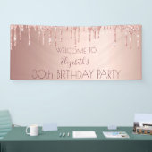 30e verjaardag blush roos gouden druppel welkom spandoek (Beurs)